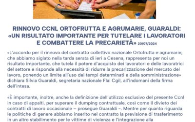 RINNOVO CCNL ORTOFRUTTA E AGRUMARIE