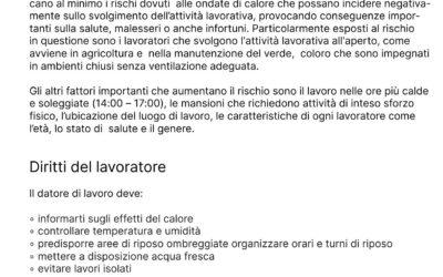 LAVORO E RISCHIO CALORE