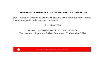 Integrativo del CCNL vigente per lavoratori attività di sistemazione idraulico forestale/agraria
